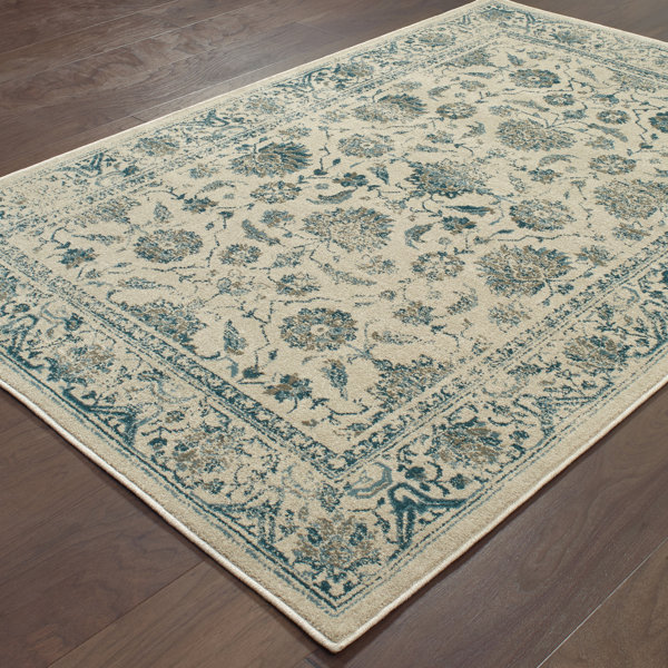 Charlton Home® Lytham Power Loom Performance Ivory/Beige/Navy/Baby Blue